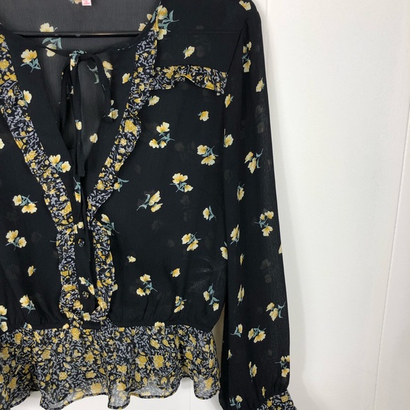 re-named Floral Chiffon Peasant Top Sz M - Picture 4 of 11